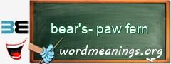 WordMeaning blackboard for bear's-paw fern